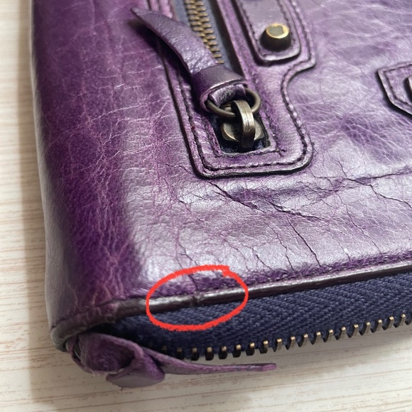 Balenciaga purple chevre leather motorcycle compact wallet - Picture 4 of 5